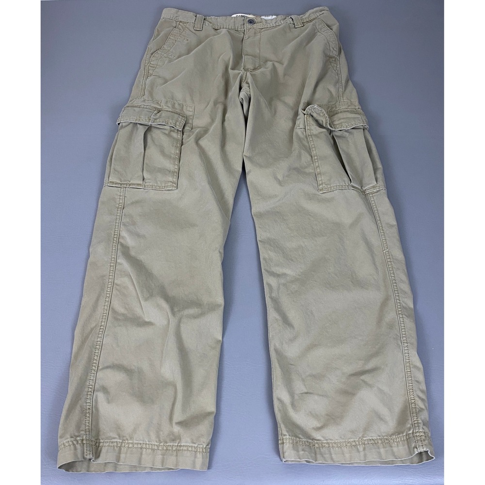 Vintage Levis Cargo Loose Straight Pants Men's Size 34x32 Khaki Tan 100% Cotton